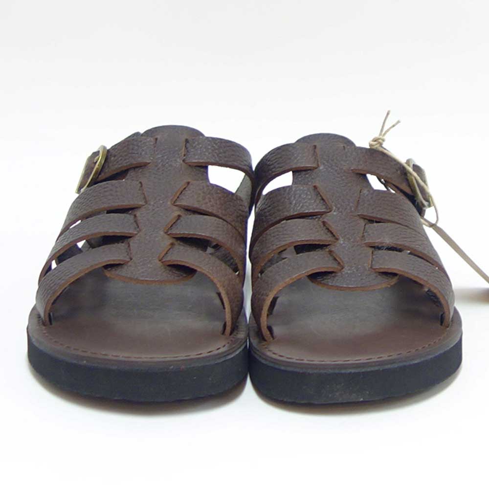 オーガニックハンドルーム Organic Handloom MONTEREAU 008310 シュリンクダークブラウン スライドサンダル グルカサンダル 日本製 天然皮革「靴」