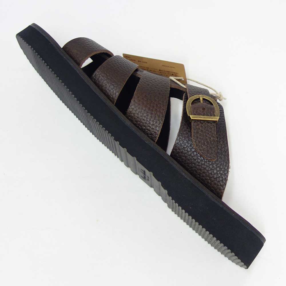 オーガニックハンドルーム Organic Handloom MONTEREAU 008310 シュリンクダークブラウン スライドサンダル グルカサンダル 日本製 天然皮革「靴」