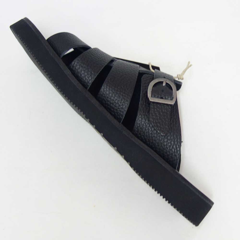 オーガニックハンドルーム Organic Handloom MONTEREAU 008311 シュリンクブラック スライドサンダル グルカサンダル 日本製 天然皮革「靴」