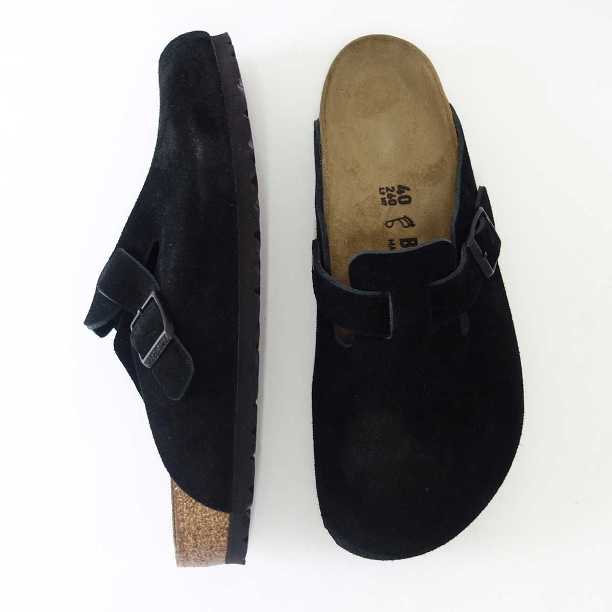 ビルケンシュトック BIRKENSTOCK Boston(ボストン)レディースサンダル 幅狭(ナローフィット) GC 060493(スエードレザー/ブラック) ドイツ生まれの快適クロッグ(正規輸入品) 「靴」