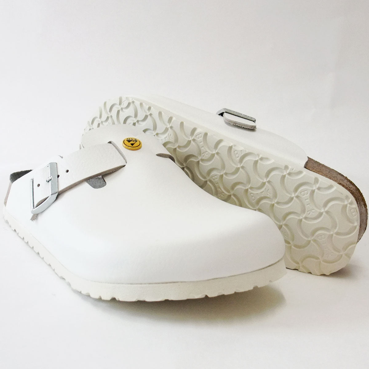 帯電消散機能付きBIRKENSTOCK ビルケンシュトック 正規品 Boston(ボストン) ESD 061370 ホワイト(メンズ) 天然皮革 静電気放電防止性能 サンダル 医療機関用 「靴」