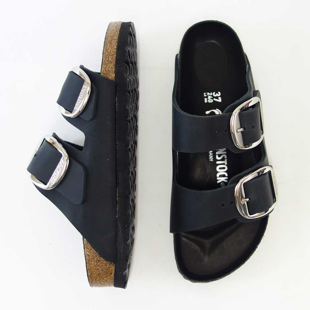 BIRKENSTOCK ビルケンシュトック Arizona Big Buckle(アリゾナ ビッグバックル)オイルドレザー ブラック 1011075(ナローフィット 幅狭) ドイツ製 コンフォートサンダル 天然皮革「靴」