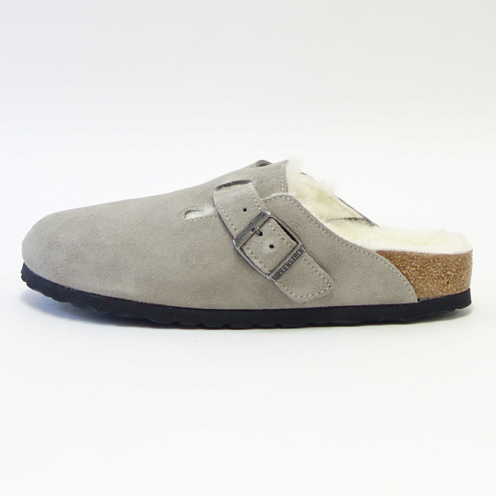 ビルケンシュトック BIRKENSTOCK Boston VL/Fell(ボストン)幅狭(ナローフィット) 1017651(スエードレザー/ストーンコイル)(ラムスキンボア) サボ クロッグ ドイツ製快適サンダル 「靴」