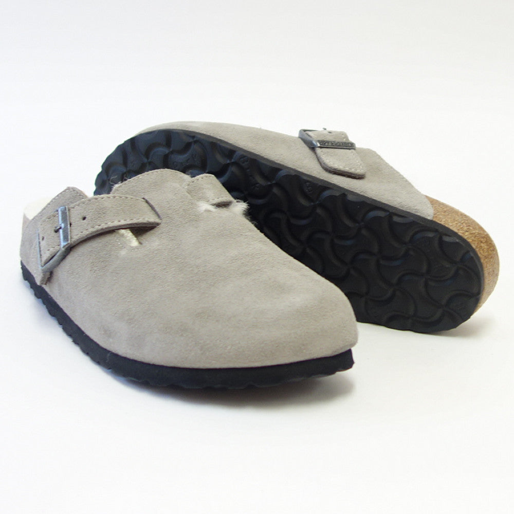 ビルケンシュトック BIRKENSTOCK Boston VL/Fell(ボストン)幅狭(ナローフィット) 1017651(スエードレザー/ストーンコイル)(ラムスキンボア) サボ クロッグ ドイツ製快適サンダル 「靴」