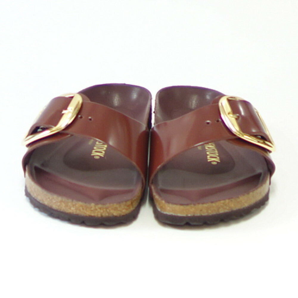 BIRKENSTOCK ビルケンシュトック Madrid Big Buckle(マドリッド ビッグバックル)ハイシャイン チョコレート 1022568(ナローフィット 幅狭) ドイツ製 コンフォートサンダル エナメルレザー「靴」