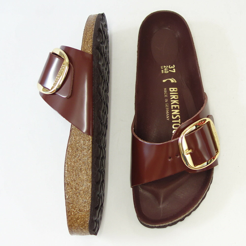 BIRKENSTOCK ビルケンシュトック Madrid Big Buckle(マドリッド ビッグバックル)ハイシャイン チョコレート 1022568(ナローフィット 幅狭) ドイツ製 コンフォートサンダル エナメルレザー「靴」