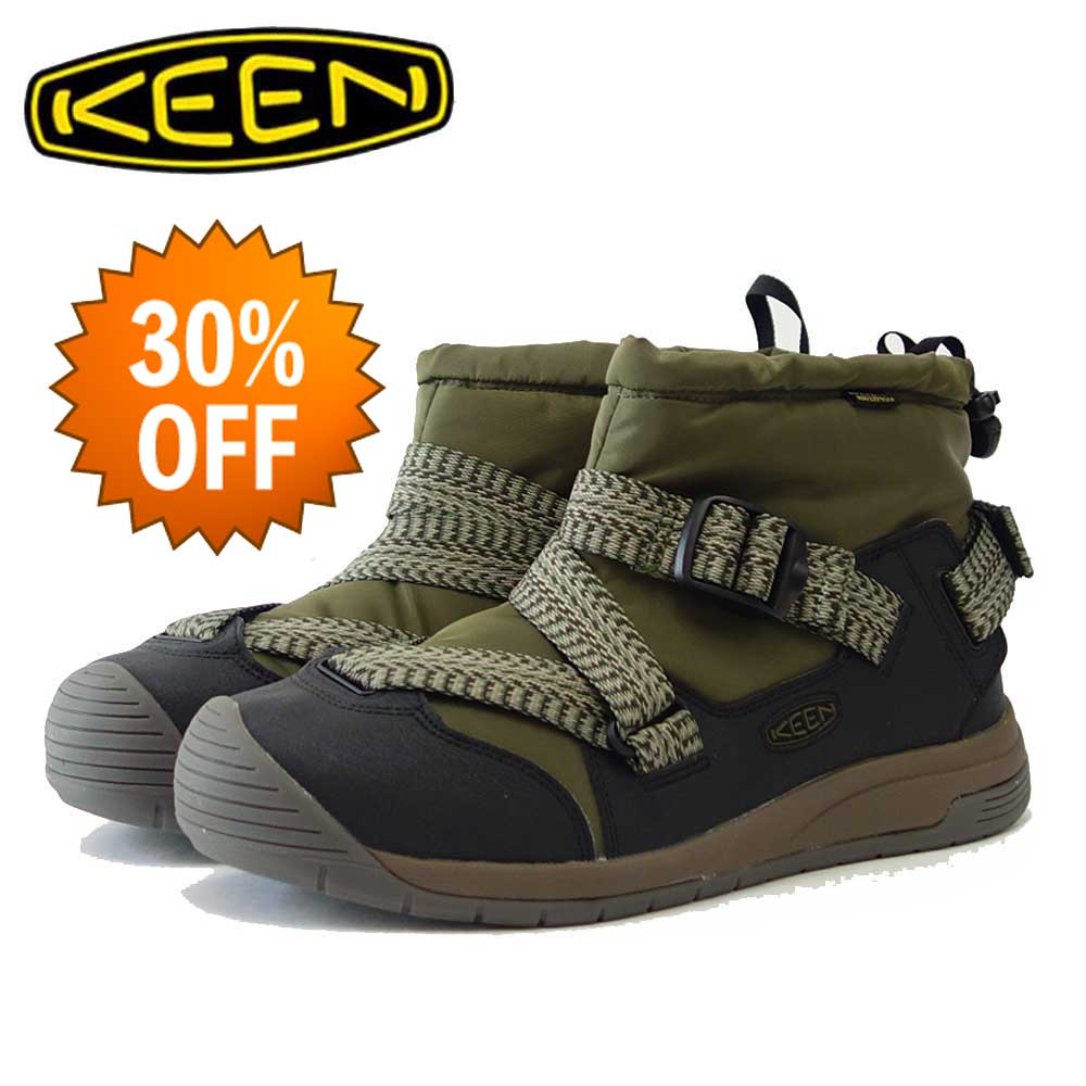 【SALE 30%OFF】 キーン KEEN HOODZERRA WP フッドゼラ ウォータープルーフ 1025478 Dark Olive/Black(メンズ) 防水 ショートブーツ ウォーキング 「靴」