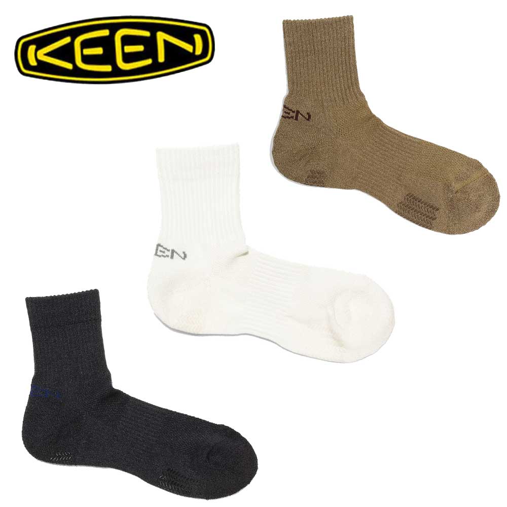 KEEN キーン ワシ ソックス クウォーター (ユニセックス) カラー:White(1025735) ・ New Black(1025739) ・ Brindle/Coffeebean(1025919) 日本製 靴下 アウトドア ウォーキング ハイキング