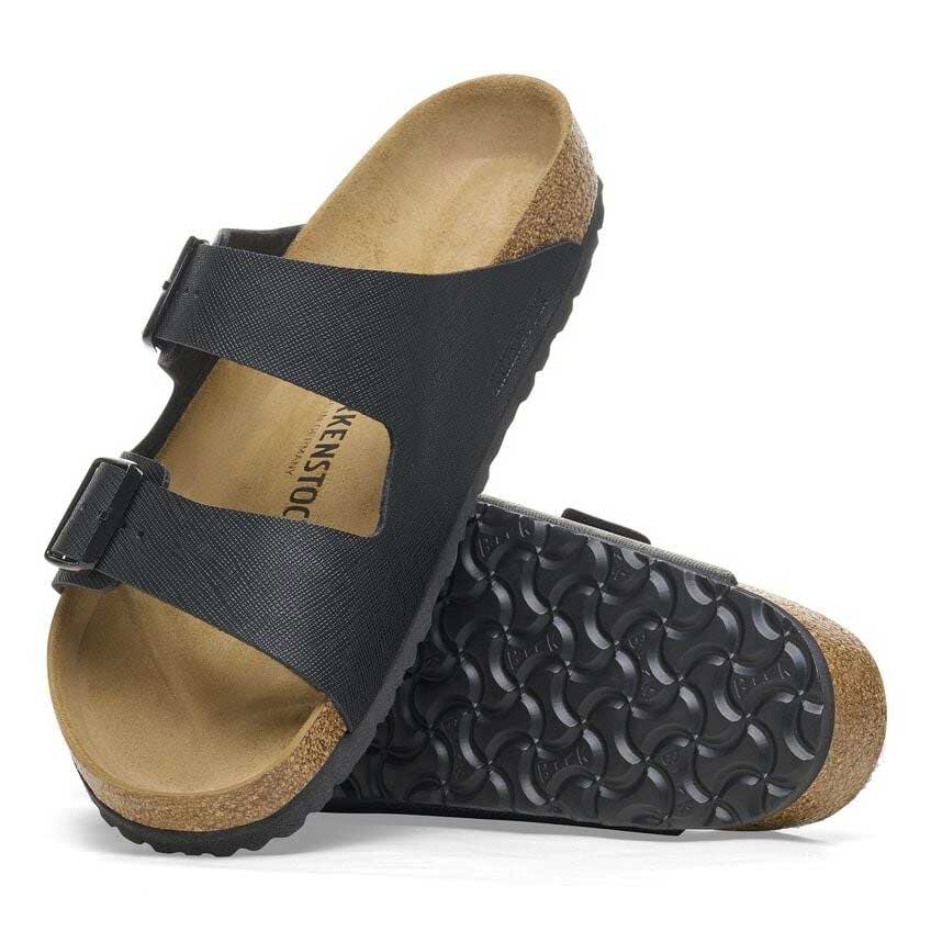 BIRKENSTOCKビルケンシュトックARIZONA(アリゾナ)サフィアーノブラック1026437(レギュラーフィット幅広)メンズサンダルビルコフロールエンボス加工「靴」