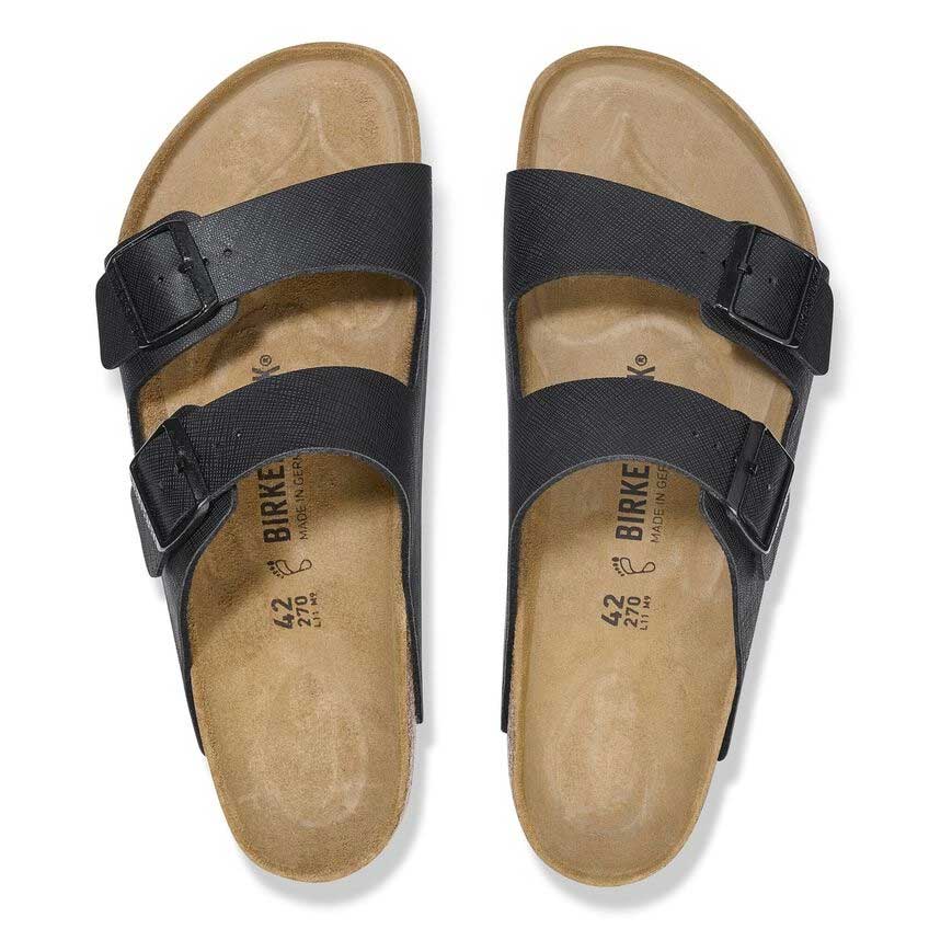 BIRKENSTOCKビルケンシュトックARIZONA(アリゾナ)サフィアーノブラック1026437(レギュラーフィット幅広)メンズサンダルビルコフロールエンボス加工「靴」