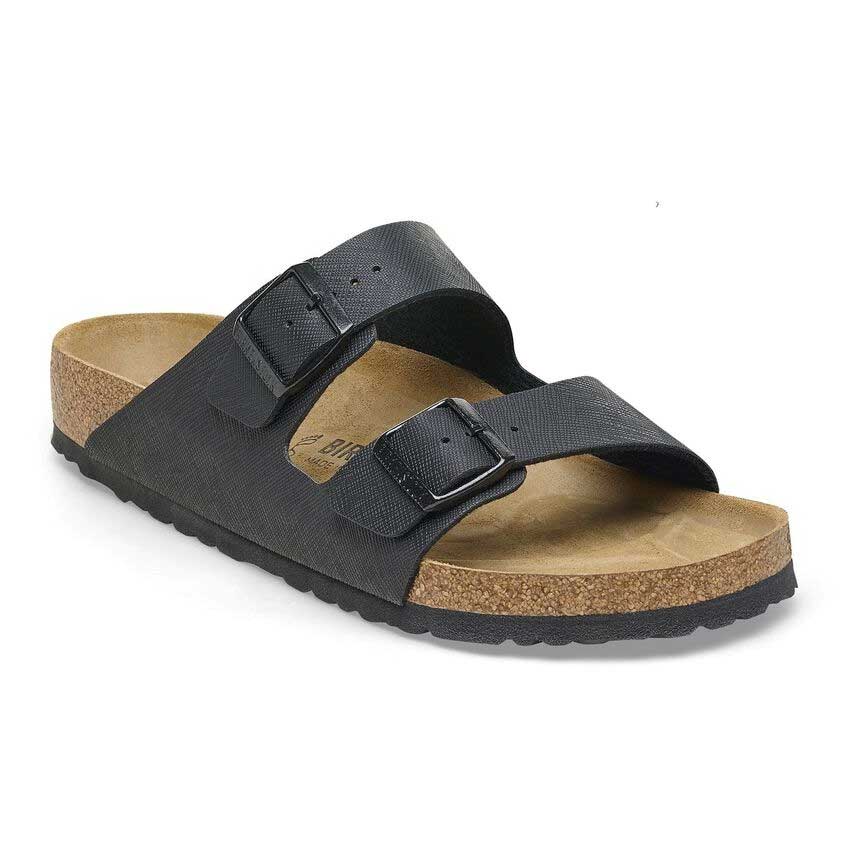 BIRKENSTOCK ビルケンシュトック ARIZONA(アリゾナ)サフィアーノ ブラック 1026437(レギュラーフィット 幅広) メンズサンダル ビルコフロール エンボス加工 「靴」
