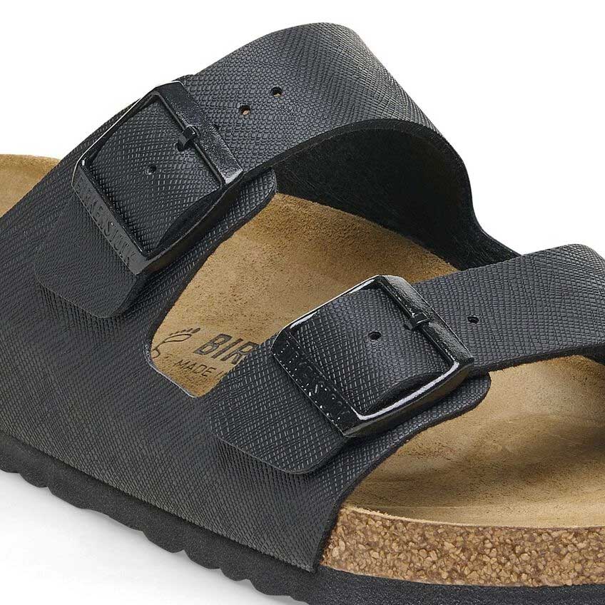 BIRKENSTOCKビルケンシュトックARIZONA(アリゾナ)サフィアーノブラック1026437(レギュラーフィット幅広)メンズサンダルビルコフロールエンボス加工「靴」