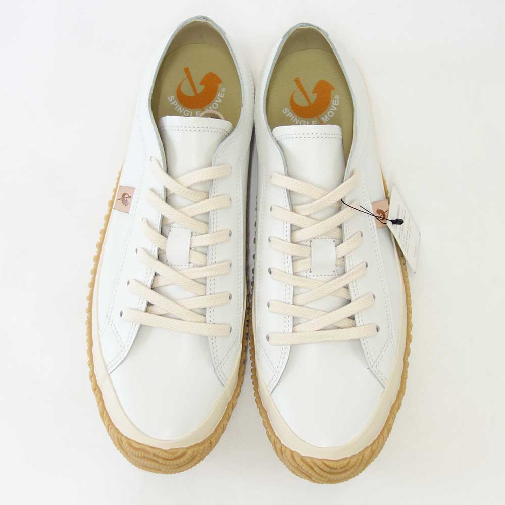 スピングルムーブ SPINGLE MOVE スピングルムーヴ SPM-110(ユニセックス)ホワイト/ベージュ (191)   カンガルーレザー 天然皮革 スニーカー ラバーソール 「靴」