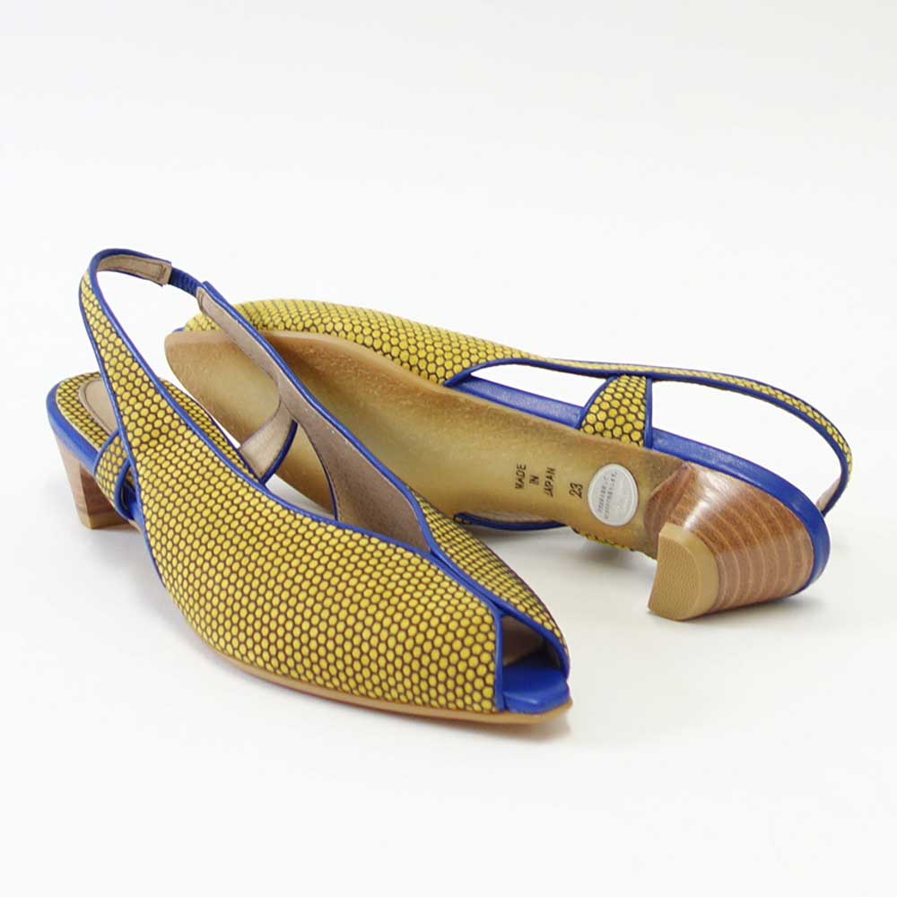【SALE 50%OFF】 RABOKIGOSHI works(ラボキゴシ ワークス) 12446 イエロー オープントウパンプス サンダル 3cmヒール 「靴」
