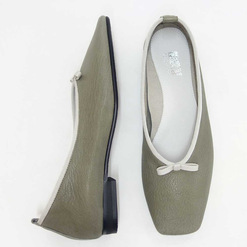 【SALE 50%OFF】 RABOKIGOSHI works(ラボキゴシ ワークス) 12453 グレー スクエアトウパンプス バレエシューズ 1.5cmヒール 「靴」