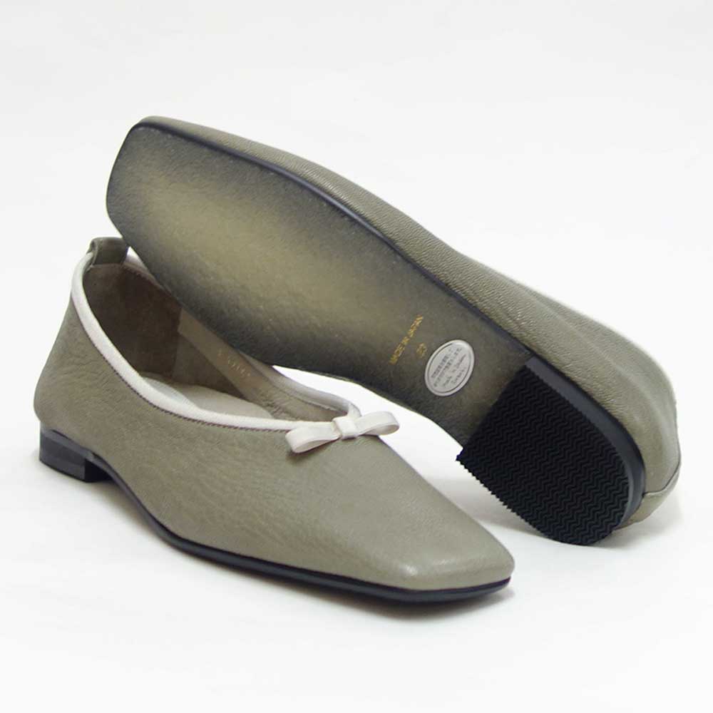 【SALE 50%OFF】 RABOKIGOSHI works(ラボキゴシ ワークス) 12453 グレー スクエアトウパンプス バレエシューズ 1.5cmヒール 「靴」