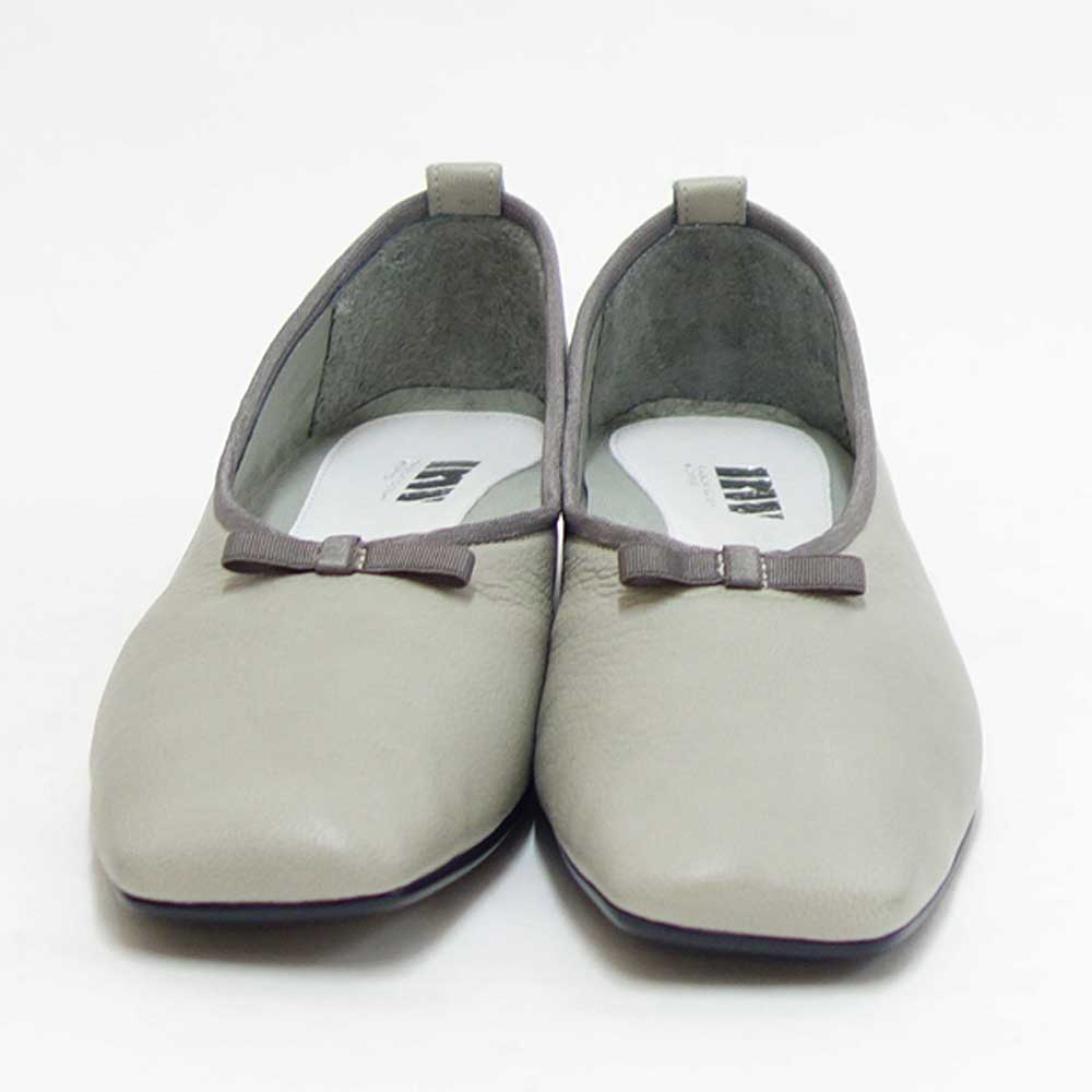 【SALE 50%OFF】 RABOKIGOSHI works(ラボキゴシ ワークス) 12453 ライトグレー スクエアトウパンプス バレエシューズ 1.5cmヒール 「靴」