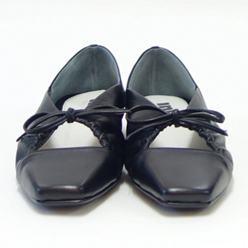 【SALE 40%OFF】 ラボキゴシ ワークス RABOKIGOSHI works 12559 ブラック スクエアトウ パンプス バレエシューズ 牛革 1.5cmヒール 日本製 足裏サポート 「靴」