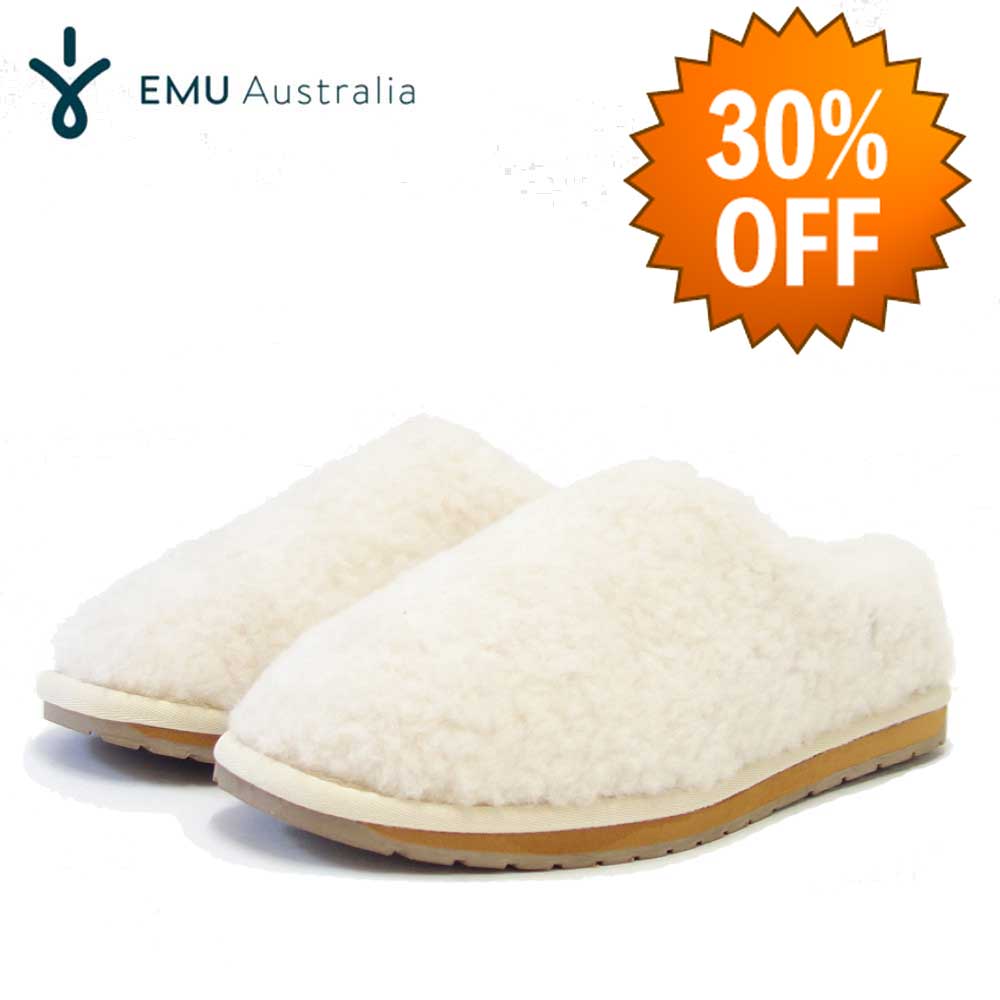 【SALE 30%OFF】 エミュー EMU W 12583 Joy Teddy (ユニセックス) カラー:ナチュラル ぺたんこウールシューズ ウール スリッポン 「靴」