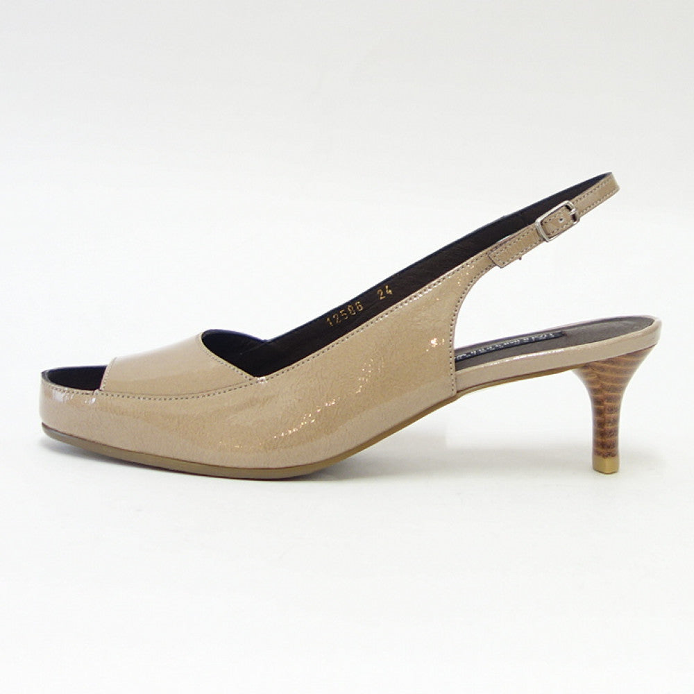 【SALE 40%OFF】 ラボキゴシ ワークス RABOKIGOSHI works 12586 ベージュ エナメル スクエア オープントウパンプス サンダル 5cmヒール 「靴」
