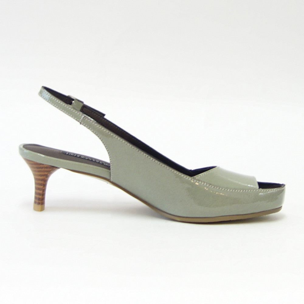 【SALE 40%OFF】 ラボキゴシ ワークス RABOKIGOSHI works 12586 ライトグレー エナメル スクエア オープントウパンプス サンダル 5cmヒール 「靴」
