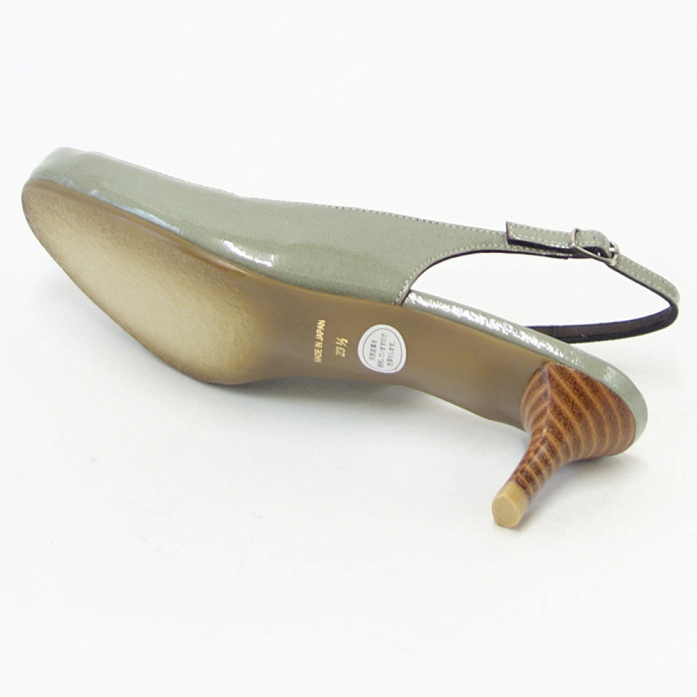 【SALE 40%OFF】 ラボキゴシ ワークス RABOKIGOSHI works 12586 ライトグレー エナメル スクエア オープントウパンプス サンダル 5cmヒール 「靴」