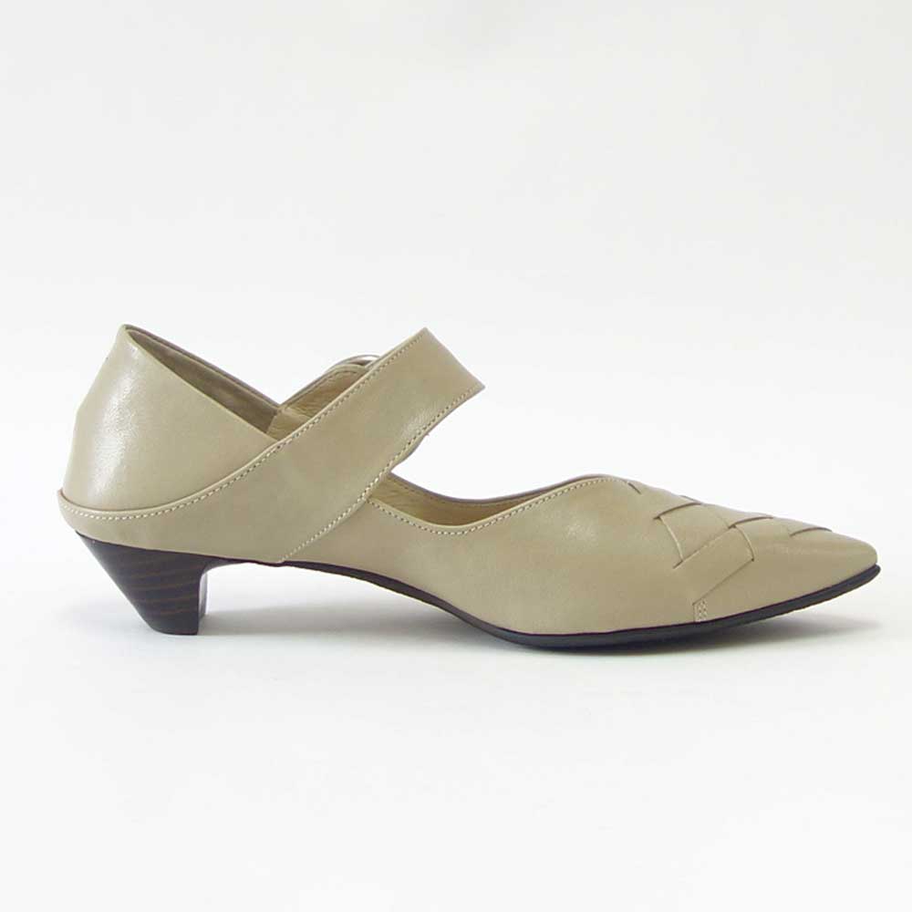 【SALE 20%OFF】 RABOKIGOSHI works(ラボキゴシ ワークス) 12692 ベージュ クロスメッシュパンプス 天然皮革 3cmヒール スリップオン 2WAY シューズ ミュール「靴」