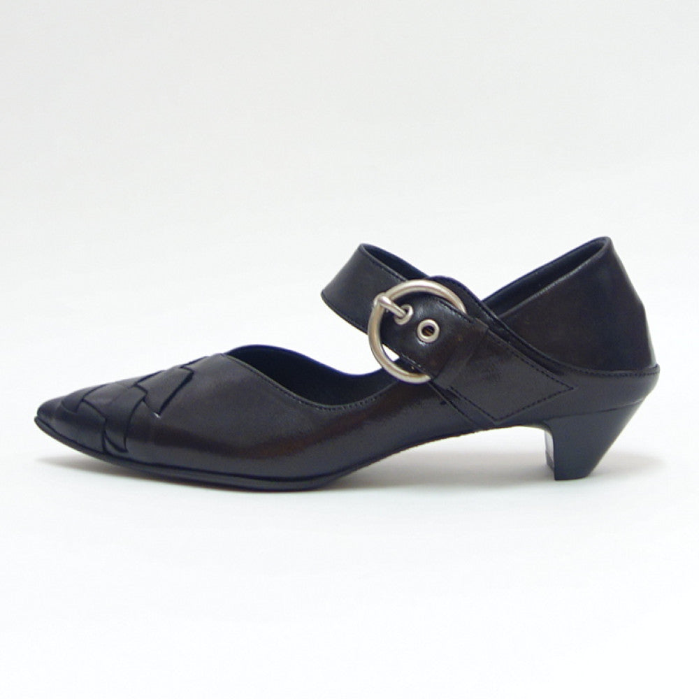 【SALE 20%OFF】 RABOKIGOSHI works(ラボキゴシ ワークス) 12692 ブラック クロスメッシュパンプス 天然皮革 3cmヒール スリップオン 2WAY シューズ ミュール「靴」