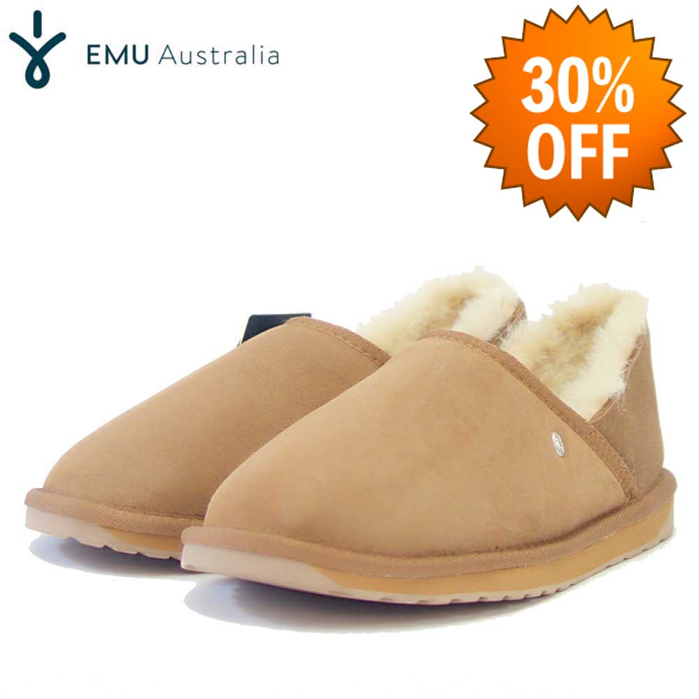 【SALE 30%OFF】 エミュー EMU W 12715 Stlinger Nano Fold Over スティンガーナノ(レディース) カラー:チェスナット ショートムートンモックシューズ 撥水 シープスキン スリッポン 「靴」
