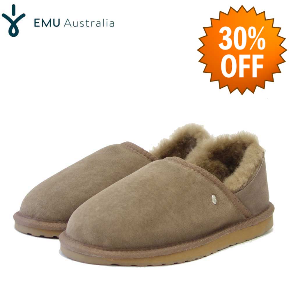 【SALE 30%OFF】 エミュー EMU W 12715 Stlinger Nano Fold Over スティンガーナノ(レディース) カラー:マッシュルーム ショートムートンモックシューズ 撥水 シープスキン スリッポン 「靴」