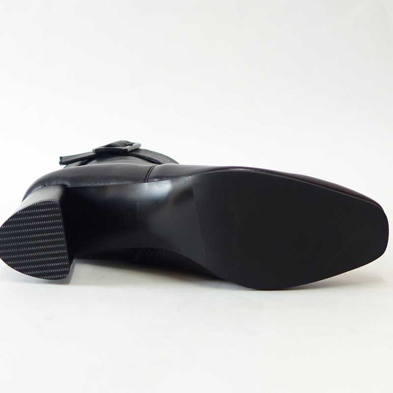 RABOKIGOSHIworks(ラボキゴシワークス)12751ブラック本革サイドベルトショートブーツ天然皮革6cmヒール「靴」
