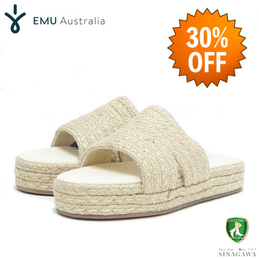 【SALE 30%OFF】 エミュー EMU W 12868 Fern エスパドリーユ サンダル (レディース)カラー:ナチュラル  厚底サンダル フラットシューズ リゾート ミュール 「靴」