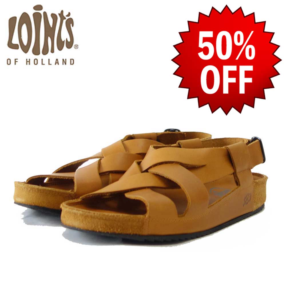 【SALE 50%OFF】 Loint's ロインツ 14252255 コニャック(レディース) Aruba 天然皮革 サンダル バックストラップ 「靴」