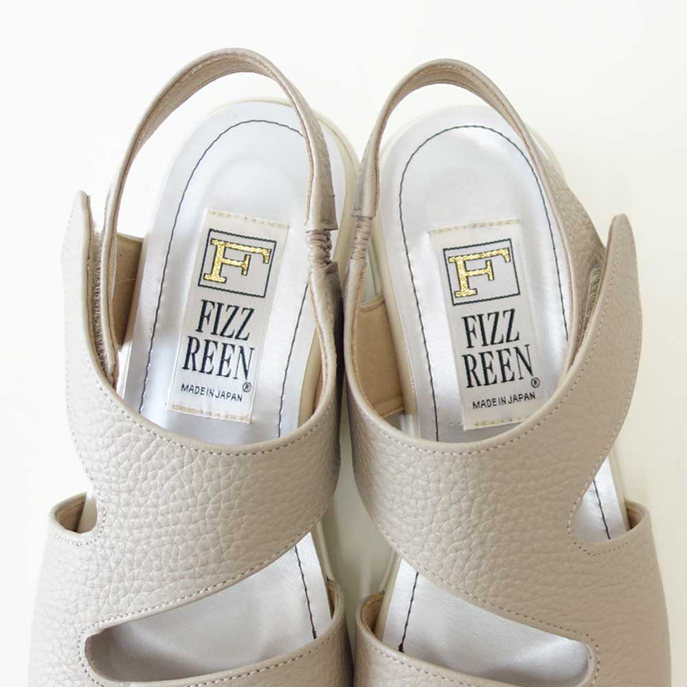 フィズリーンFIZZREEN14-410ベージュ(レディースサンダル)EEEEオープントゥサンダル厚底ウェッジ(日本製)甲ストラップコンフォートカジュアル4E5.5cmヒール「靴」