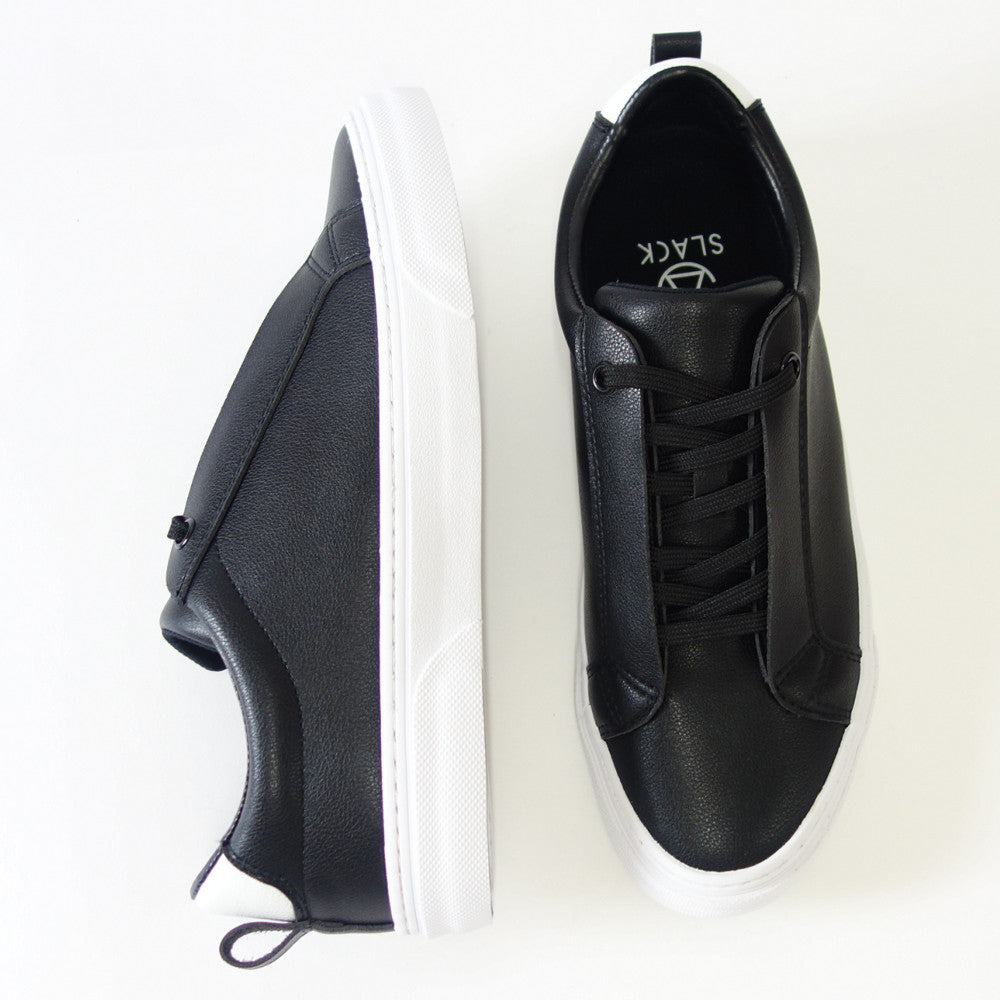 【SALE 50%OFF】 スラック SLACK SL 1518 001(ユニセックス)LIBERIO(リベリオ) カラー:BLACK / WHITE 人工皮革 ローカットスニーカー バルカナイズ製法 「靴」