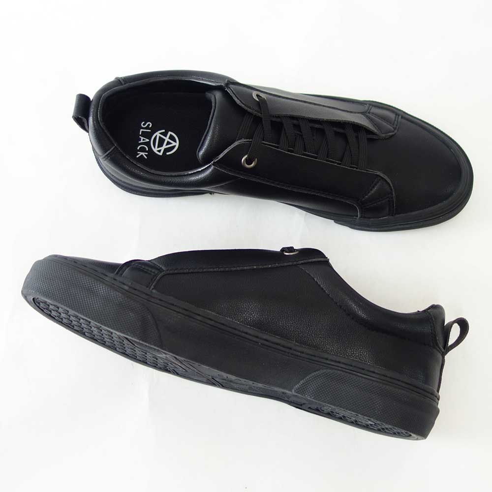 【SALE 50%OFF】 スラック SLACK SL 1518 003(ユニセックス)LIBERIO(リベリオ) カラー:BLACK / BLACK 人工皮革 ローカットスニーカー バルカナイズ製法 「靴」