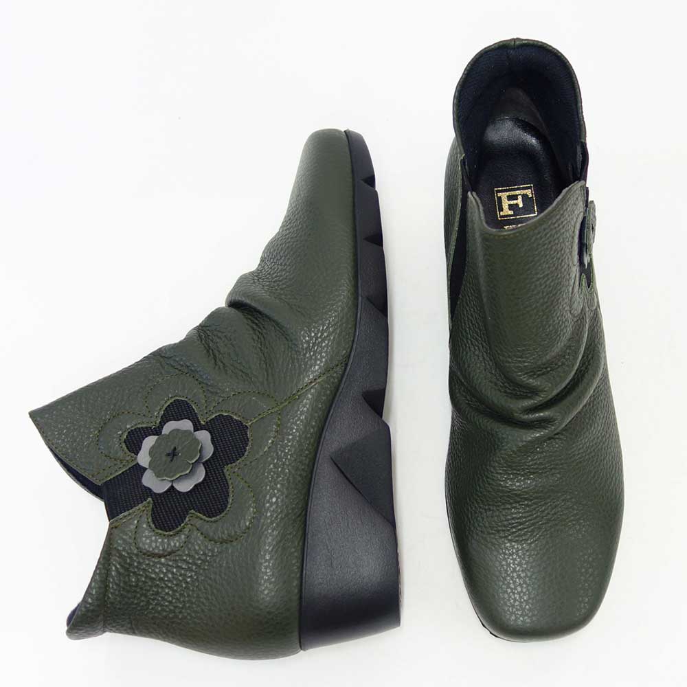 【SALE 20%OFF】 フィズリーン FIZZ REEN 1632 ダークグリーン(日本製) ソフトレザーの快適アンクルブーツ 「靴」