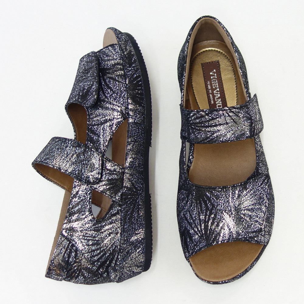 【SALE 20%OFF】 VIGEVANO ビジェバノ 1660 ブラック(日本製)ゆったりEEEE ダブルストラップシューズ オープントゥシューズ「靴」