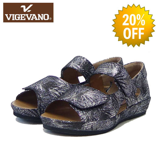 【SALE 20%OFF】 VIGEVANO ビジェバノ 1660 ブラック(日本製)ゆったりEEEE ダブルストラップシューズ  オープントゥシューズ「靴」