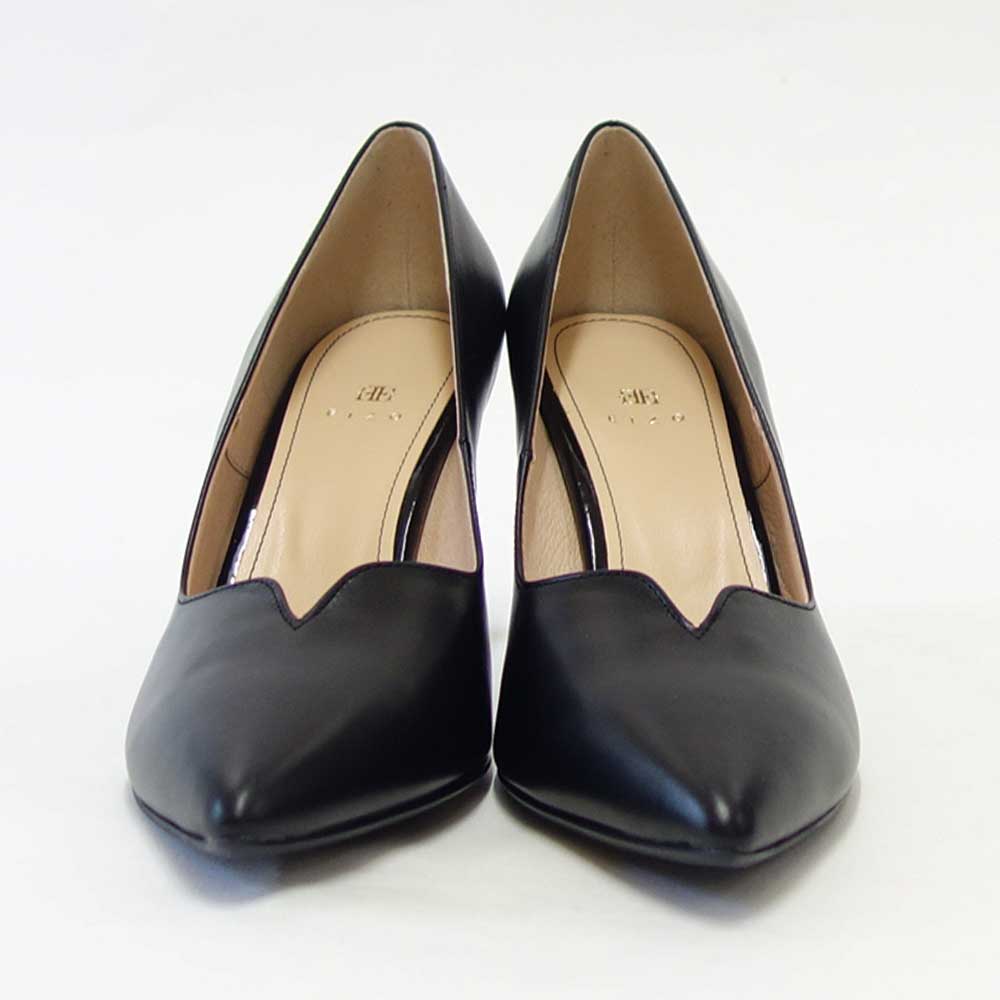 EIZO エイゾー 17156 ブラック/ブラック 上質レザーのスタイリッシュパンプス 7.5cmヒール(日本製) 「靴」