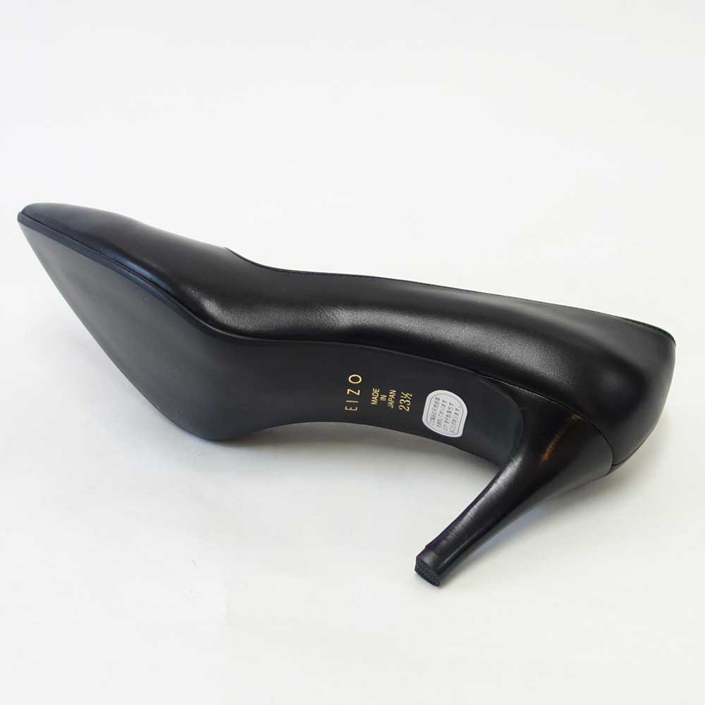 EIZO エイゾー 17156 ブラック/ブラック 上質レザーのスタイリッシュパンプス 7.5cmヒール(日本製) 「靴」