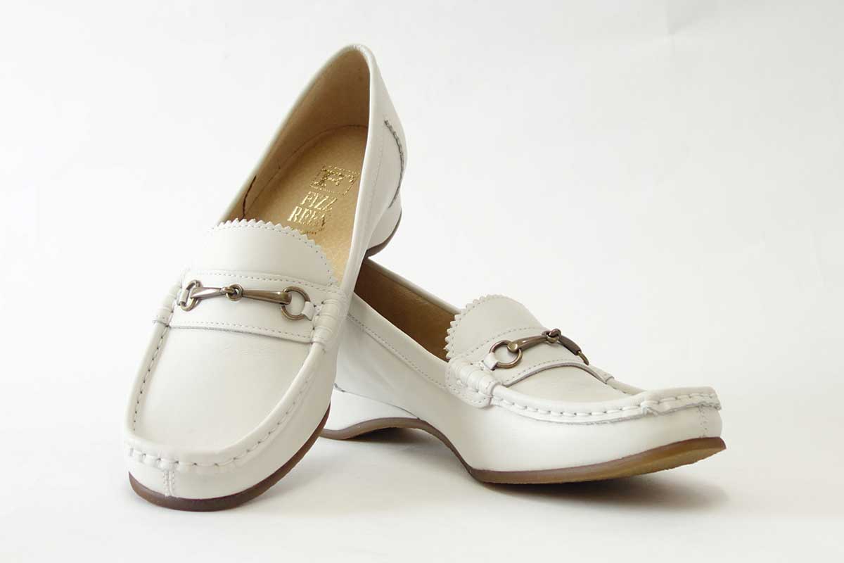 【SALE 40%OFF】 フィズリーン FIZZ REEN  1820 ホワイト(レディース) 快適EEEのビットローファー(日本製)「靴」