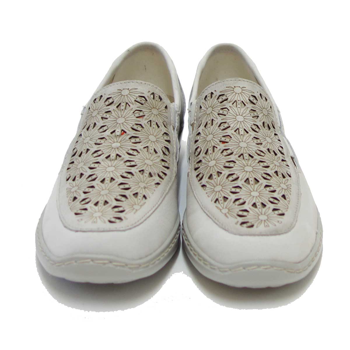 【SALE 50%OFF】 Kiarflex キアラフレックス 19044 001 アイボリー (レディース) 屈曲性の甲深スリッポンシューズ 「靴」