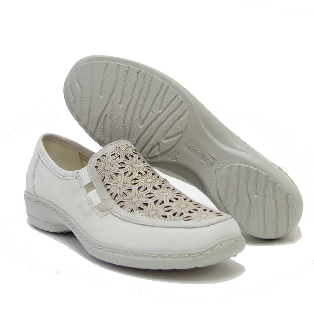 【SALE 50%OFF】 Kiarflex キアラフレックス 19044 001 アイボリー (レディース) 屈曲性の甲深スリッポンシューズ 「靴」