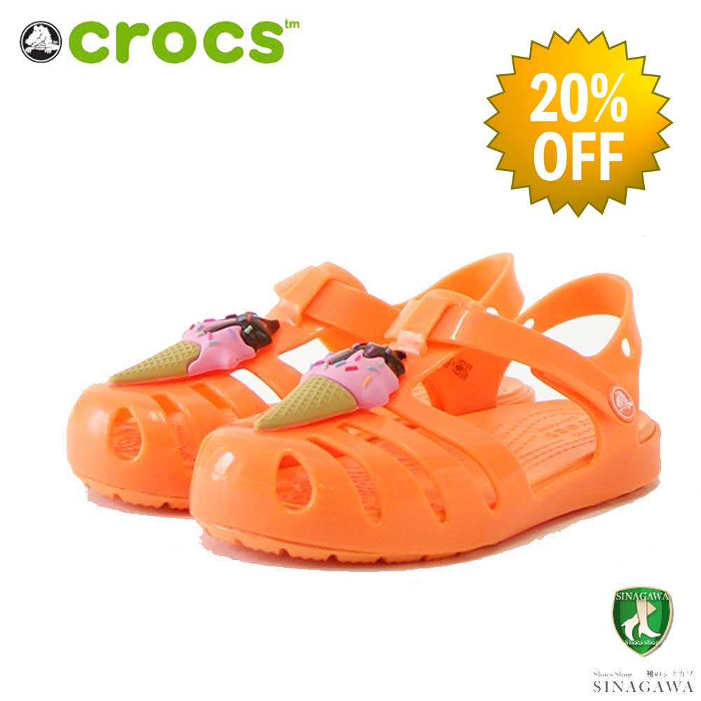 【SALE 20%OFF】 crocs クロックス Isabella Charm sandal t イザベラ チャーム サンダル T  （リトルキッズ）208445 831 パーシモン「靴」