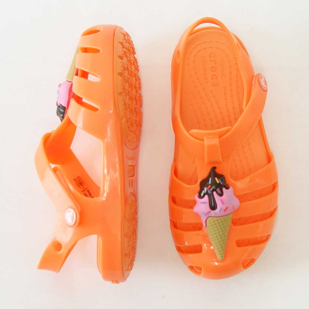 【SALE 20%OFF】 crocs クロックス Isabella Charm sandal t イザベラ チャーム サンダル T (リトルキッズ)208445 831 パーシモン「靴」
