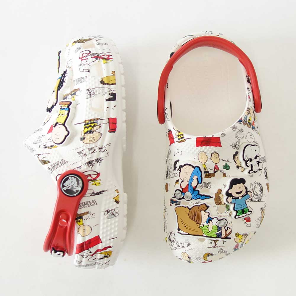 【SALE 20%OFF】 crocs クロックス ピーナッツ クラシック クロッグ トドラー TODDLERS' PEANUTS CLASSIC CLOG(リトルキッズ)20863194s ホワイト/マルチ「靴」