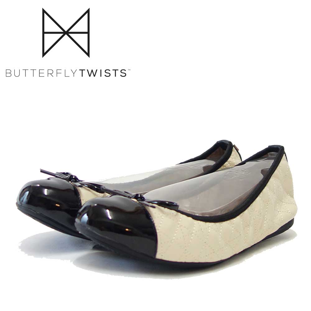 BUTTERFLY TWISTS バタフライツイスト OLIVIA 21036B クリーム/ブラック(レディース)  お洒落 携帯 バレエシューズ ルームシューズ