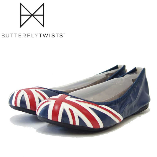 BUTTERFLY TWISTS バタフライツイスト JACQUI 21045B ネイビー/レッド(レディース)  お洒落 携帯 バレエシューズ ルームシューズ