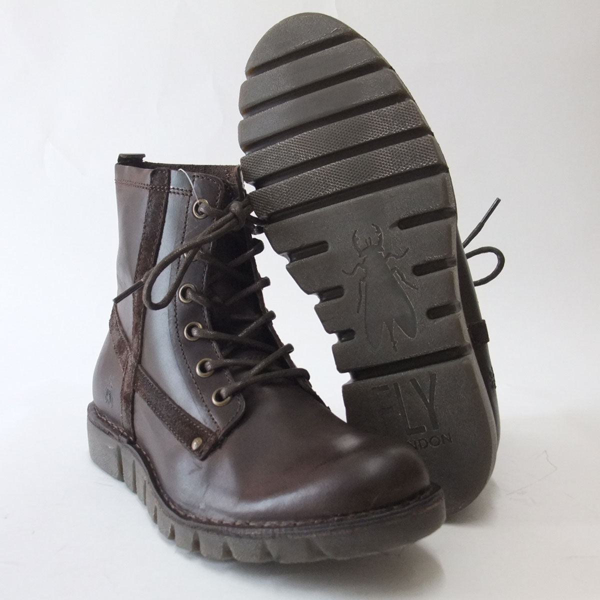 【SALE 50%OFF】 ポルトガル製レースアップブーツ FLY LONDON フライロンドン 210837 OKUN ダークブラウン(メンズ) 靴 シューズ「靴」